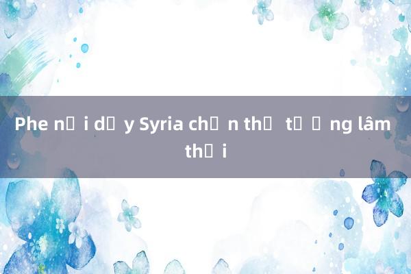 Phe nổi dậy Syria chọn thủ tướng lâm thời