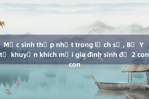 Mức sinh thấp nhất trong lịch sử, Bộ Y tế khuyến khích mỗi gia đình sinh đủ 2 con